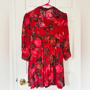 Zara Size L. Beautiful Red floral dress.